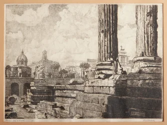 Rzym, Forum Augusta (akwaforta na papierze)