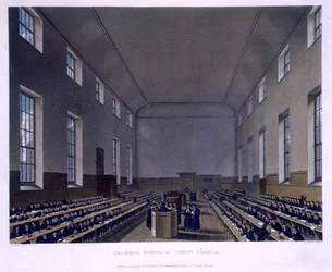 Gimnazjum Kościoła Chrystusowego, z „Historii Szpitala Chrystusowego”, część „Historii Kolegiów”, rycina Joseph Constantine Stadler (fl.1780-1812) wyd. przez R. Ackermanna