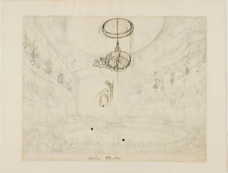 Studium teatru Astleya (recto); Studium kryształowych chadelierów w amfiteatrze Astleya (verso)