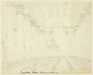 Studium dla Egyptian Hall Mansion House, od Microcosm of London