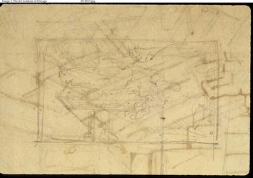 Studium do sali wystawowej, Somerset House, z Microcosm of London (recto); Szkic obrazu: Madonna z Dzieciątkiem (verso)