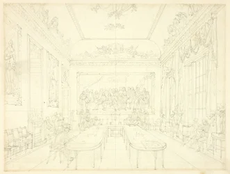 Studia dla Trinity House z Microcosm of London (recto); Szkic architektoniczny elewacji domów szeregowych (verso)