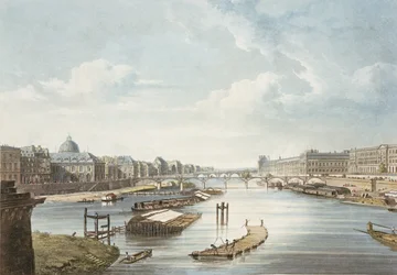 Luwr, z "Widoków nad Sekwaną", rycina Thomasa Sutherlanda (ur. 1785) wydana przez R. Ackermanna (1764-1834) 1821