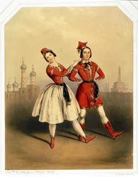 Carlotta Grisi i Jules Perrot - La Polka (litografia)