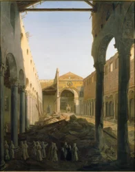 Wnętrze kościoła San Paolo fuori le mura po pożarze w 1823 roku