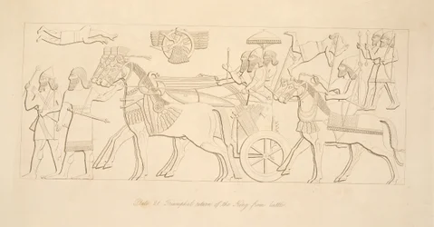 Triumfalny powrót króla z bitwy, z Monuments of Niniveh, wyd. 1849