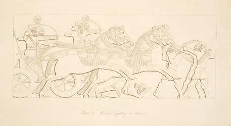 Wojownicy walczący w Rydwanach, z Monuments of Niniveh, wyd. 1849