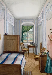 Mały pokój w stylu biedermeier, akwarela, Austria