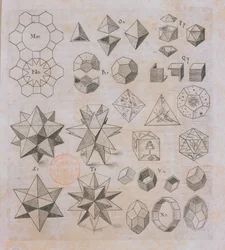 Kształty geometryczne, z Harmonices Mundi Johannesa Keplera (1571-1630) opublikowanego w Linz, 1619