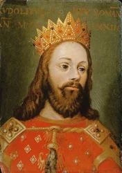 Rudolf I (1218-91) niekoronowany cesarz rzymski, założyciel dynastii Habsburgów (panel)