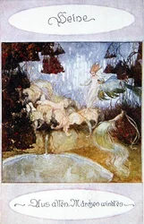 „Mądrość dawnych bajek”, ilustracja do wiersza Heinricha Heinego (1797-1856), ok. 1930. 1918 (kolor lito)