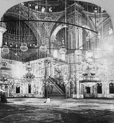 Wnętrze, Meczet Muhammada Alego, Kair, Egipt, 1899