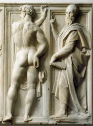 Prorok i Ignudo Niski marmurowy relief autorstwa Baccio Bandinelli (1493-1560)