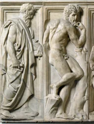 Prorok i Ignudo Niski relief marmurowy autorstwa Baccio Bandinelli (1493-1560)