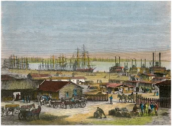 Rzeka Missisipi, Nowy Orlean, Luizjana, USA, ok. 1880 r.