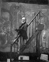 Sir Edward Burne-Jones maluje „Gwiazdę Betlejemską” w swoim studio