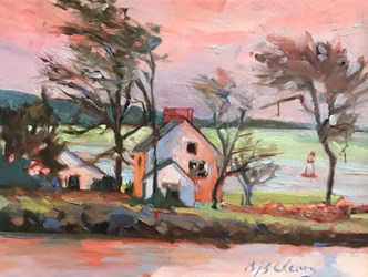 Różowe niebo Maine, ok. 1990-2000 (olej na płótnie)