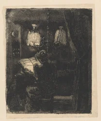Sientje Mesdag-van Houten czyta przy stole