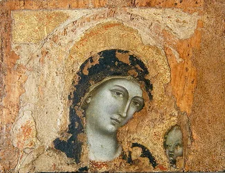 Madonna z Dzieciątkiem (tempera i złoty liść na panelu)
