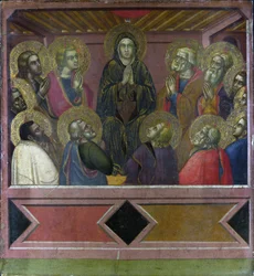 „Pięćdziesiątnica” Obraz Barnaby da Modena (aktywny około 1367-1383) 1377 Wymiary 54,4 x 50,1 cm London National Gallery