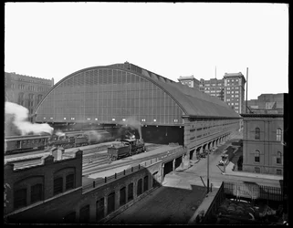 Stacja LaSalle Street, Chicago, Illinois, USA, ok. 1905 (zdjęcie czarno-białe)