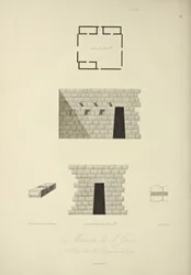 Dom Inków w Callo w Królestwie Quito, rysunek Gmelina, rytowany przez Bouqueta, ilustracja z "Vues des Cordillères et Monumens des Peuples Indigènes de l