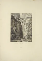 Naturalne mosty Icononzo, ilustracja z „Widoków Kordylierów i pomników rdzennych ludów Ameryki” Alexandra von Humboldta i Aimé Bonplanda, 1813