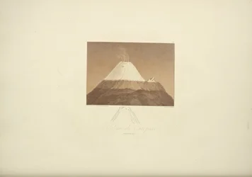 Wulkan Cotopaxi, rysunek Gmelina, rytowany przez Arnolda, ilustracja z „Vues des Cordillères et Monumens des Peuples Indigènes de l