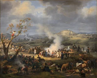 Napoleon ze swoimi żołnierzami w przededniu bitwy