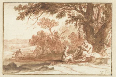 Krajobraz z nimfą Korsyka i satyr
