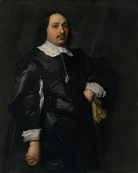 Portret mężczyzny w czarnym atłasowym kaftanie