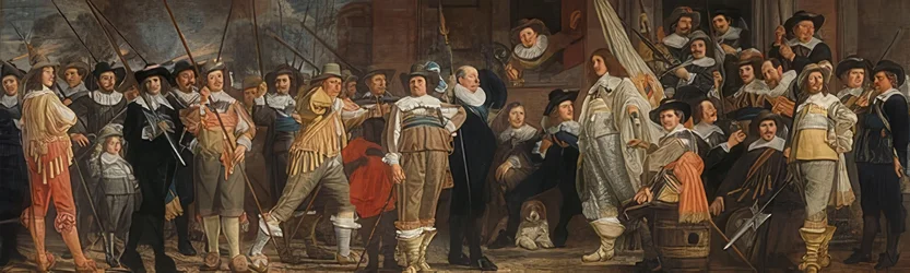 Oficerowie i inni strzelcy pod kierunkiem kpt. Roelofa Bickera i por. Jana Michielsza Blaeuwa. około 1640-43