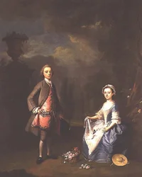 Edward Harley, 4. hrabia Oksfordu, i jego siostra Sarah, c.1737
