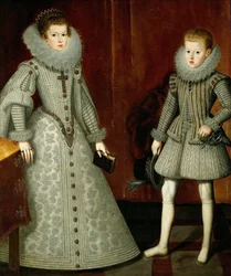 Infante Filip, późniejszy król Hiszpanii Filip IV 1605-1665 i jego siostra Anna Austriacka 1601-1