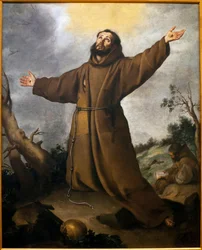 Święty Franciszek z Asyżu (1181-1226) otrzymujący stygmaty - Obraz Bartolome Esteban Murillo (1617-1682), Olej na płótnie, około 1645-1650 - Muzeum Sztuk Pięknych w Sewilli, Hiszpania