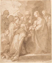 Pokłon Trzech Króli, ok. 1650-1656 (pióro i tusz)