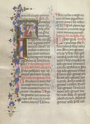 Mszał: Fl. 311v: Św. Anna trzymająca nowonarodzoną Dziewicę, 1469.