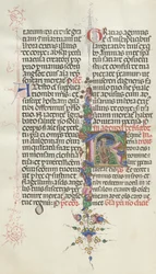 Mszał: Fl. 387v: Śmierć reprezentowana jako szkielet z sierpem, 1469.