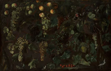 Winogrona i owoce, z trzema pliszkami, ca. 1615-18.
