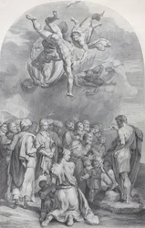 Tablica 41: Św. Jan Chrzciciel przemawia do tłumu i chrzci dzieci, 1756. Twórcy: Bartolomeo Crivellari, Gabriel Söderling.