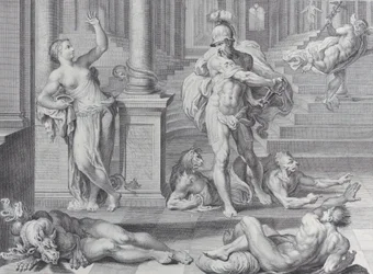 Płyta 10: Ulisses zmusza Kirke do przywrócenia ludzkich kształtów jego towarzyszom, które miała ..., 1756