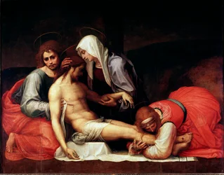 Osadzanie Obraz Bartolomeo della Porta dit Fra Bartolomeo (1472-1517) Wymiary 158x199 cm Florencja, Palazzo Pitti, Galleria Palatina - Osadzanie, autorstwa Bartolomeo della Porta a.k.a. Fra Bartolomeo (1472-1517). Olej na drewnie