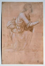 Zwiastowanie z Volterry (Anioł Zwiastowania z Volterry) Rysunek Fra Bartolomeo (zwany Bartolomeo della Porta) (1472-1517) Uffizi (Biura) Departament Grafiki i Rysunków Włochy