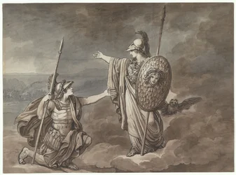 Atena ukazuje się Telemachowi (synowi Odyseusza), ilustracja do Telemaco z Odysei Homera