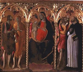 Tryptyk: Madonna z Dzieciątkiem (panel centralny) ze św. Janem Chrzcicielem, św. Marią Magdaleną, św. Krzysztofem i św. Dominikiem (tempera na desce)