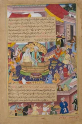 Tumanba Khan, jego żona i jego dziewięciu synów, Folio z Chingiznamy..., ca. 1596