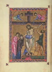 Zejście z krzyża, fol. 8b z MS Egerton 1139, Psałterz królowej Melisendy, Jerozolima