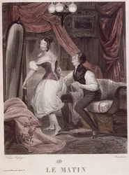 Rano, grawerowane przez Leona Mauduison, z książki „Le Corset”, wyd. przez Mirel, ok. 1824-30