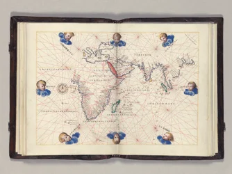 Fos. 11v-12r Wykres 3: Ocean Indyjski, atlas świata Portolan, Wenecja, ok. 1542-46
