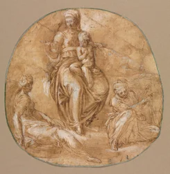 Dziewica z Dzieciątkiem ze św. Katarzyną Aleksandryjską i starszą świętą kobietą, c. 1545.
